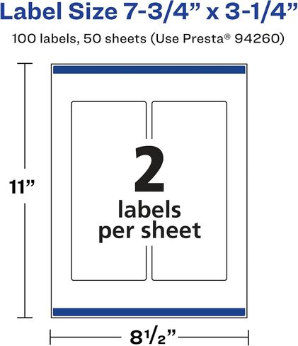 Avery Glossy Clear Rectangle Labels with Sure Feed, 7.75" x 3.25", 100 Glossy Clear Labels, Print-to-The-Edge, Laser/Inkjet Printable Labels in Saudi Arabia