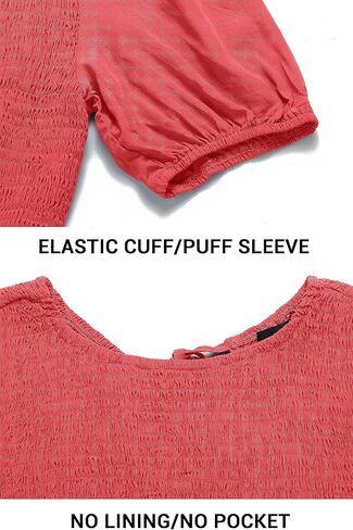 فستان ZESICA للسيدات 2024 صيفي كاجوال برقبة دائرية وأكمام قصيرة منتفخة وخصر عالٍ وكشكشة متدرجة على شكل حرف A متوسط ​​الطول in Kuwait