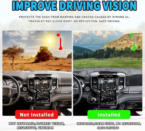 غطاء داش لسيارة دودج رام 1500 2500 3500 غطاء لوحة القيادة حصيرة مخصصة تناسب 2019-2023 دودج رام داش حصيرة حامي، رمادي in Kuwait