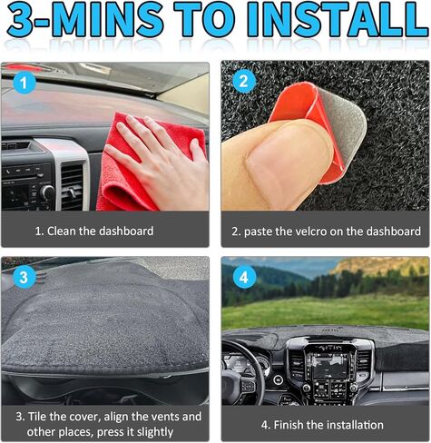 غطاء داش لسيارة دودج رام 1500 2500 3500 غطاء لوحة القيادة حصيرة مخصصة تناسب 2019-2023 دودج رام داش حصيرة حامي، رمادي in Kuwait