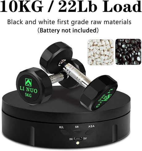 حامل عرض دوار، قرص دوار كهربائي 360 درجة لعرض منتجات التصوير الفوتوغرافي والمجوهرات والساعات والنماذج ثلاثية الأبعاد والكعك والمقتنيات، تحميل 22 رطل (أبيض 5.7 بوصة + 5 خلفية) in Kuwait