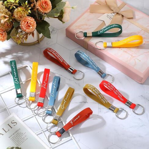 Sureio 24 Pcs Graduation Inspirational Motivational Key Chains Gift Silicone for Student Teacher Women Employee(Colorful, Discipline) in Saudi Arabia