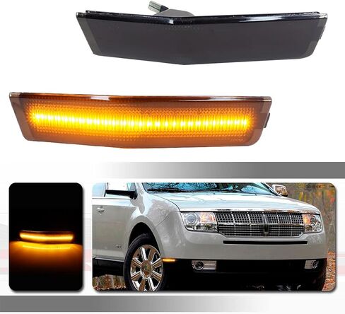 مجموعة عدسات مدخنة سوداء اللون بإضاءة LED كهرمانية كاملة متوافقة مع 2007 2008 2009 2010 لينكولن MKX استبدال مصباح التحديد الجانبي للراكب الأمامي من OEM 7A1Z-15A201-A in Kuwait
