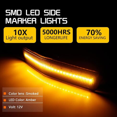 مجموعة عدسات مدخنة سوداء اللون بإضاءة LED كهرمانية كاملة متوافقة مع 2007 2008 2009 2010 لينكولن MKX استبدال مصباح التحديد الجانبي للراكب الأمامي من OEM 7A1Z-15A201-A in Kuwait