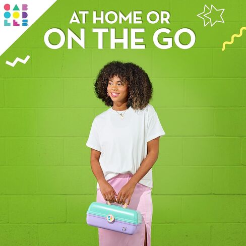 Caboodles On-The-Go Girl Makeup Box, Two-Tone Pink on Neon Green, Hard Plastic Makeup Organizer Box, Built-In Mirror, Secure Latch for Safe Travel, Spacious Storage for Large Items in Kuwait