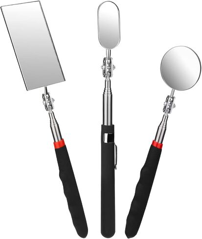 SAVITA 3 PCS Telescoping Inspection Mirrors, Retractable Inspection Mechanics Mirror Kit Observe Tool for Inspecting Vehicles Observing Eyelashes Oral Cavity (Square, Round and Oval) in Saudi Arabia