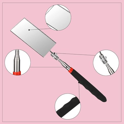 SAVITA 3 PCS Telescoping Inspection Mirrors, Retractable Inspection Mechanics Mirror Kit Observe Tool for Inspecting Vehicles Observing Eyelashes Oral Cavity (Square, Round and Oval) in Saudi Arabia