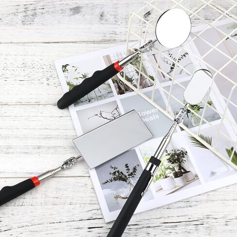 SAVITA 3 PCS Telescoping Inspection Mirrors, Retractable Inspection Mechanics Mirror Kit Observe Tool for Inspecting Vehicles Observing Eyelashes Oral Cavity (Square, Round and Oval) in Saudi Arabia