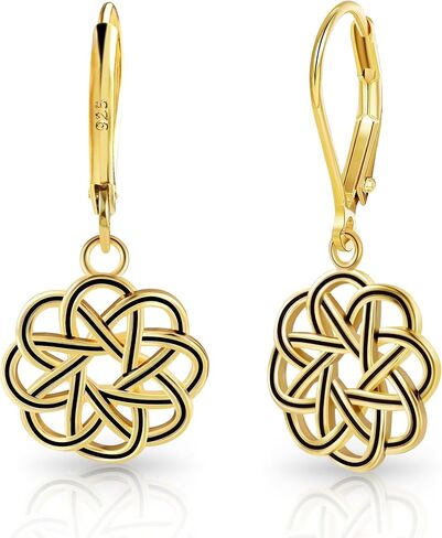 925 Sterling Silver Dangle Drop Earrings for Women girls, 14K Gold Trendy Celtic Knot Leverback Dangle Earrings, Lightweight Hypoallergenic Jewelry Gifts in Saudi Arabia