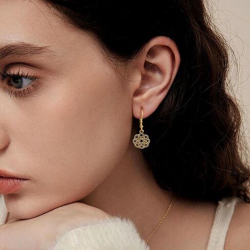 925 Sterling Silver Dangle Drop Earrings for Women girls, 14K Gold Trendy Celtic Knot Leverback Dangle Earrings, Lightweight Hypoallergenic Jewelry Gifts in Saudi Arabia