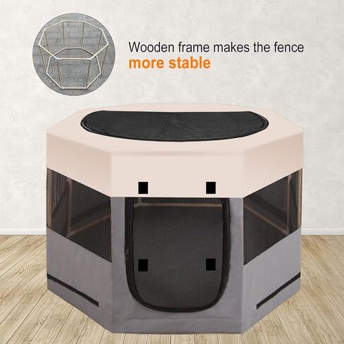 Pet Playpen with Zipper Top, Carrying Case, and Bowl - Foldable Pet Crate 35'' x 35'' x 22'' - Portable Pet Pens Ideal for Outdoor and Indoor Use in Saudi Arabia