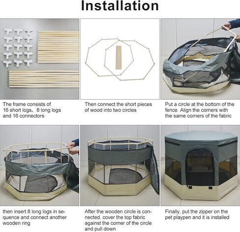Pet Playpen with Zipper Top, Carrying Case, and Bowl - Foldable Pet Crate 35'' x 35'' x 22'' - Portable Pet Pens Ideal for Outdoor and Indoor Use in Saudi Arabia