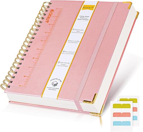EOOUT Spiral Notebook 8.5"x 11" Hardcover Notebook, A4 300 Pages Large Pink Spiral Notebook for Women Men College Ruled Journal with 100GSM Thick Paper for Work School Note Taking(Pink) in Saudi Arabia