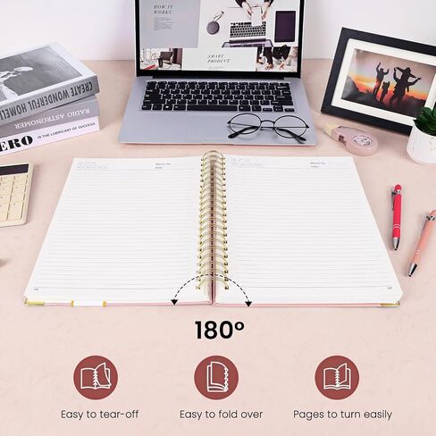 EOOUT Spiral Notebook 8.5"x 11" Hardcover Notebook, A4 300 Pages Large Pink Spiral Notebook for Women Men College Ruled Journal with 100GSM Thick Paper for Work School Note Taking(Pink) in Saudi Arabia