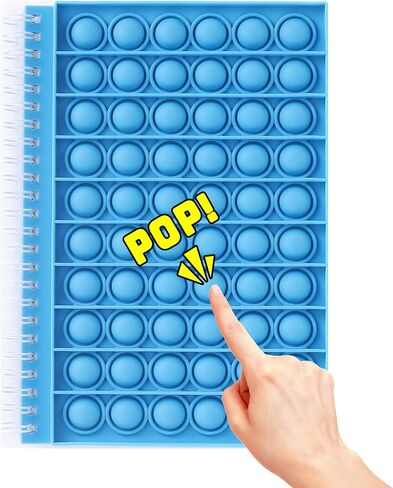Gecter 8.27"x5.7" Pop Bubble Fidget Sensory Notebook with Scale 50 Sheets Lined Spiral Notebook Fingertip Sensory Toys Boys and Girls Stress Release for School Home College Office (Blue) in Saudi Arabia
