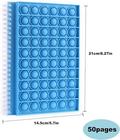 Gecter 8.27"x5.7" Pop Bubble Fidget Sensory Notebook with Scale 50 Sheets Lined Spiral Notebook Fingertip Sensory Toys Boys and Girls Stress Release for School Home College Office (Blue) in Saudi Arabia