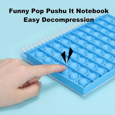 Gecter 8.27"x5.7" Pop Bubble Fidget Sensory Notebook with Scale 50 Sheets Lined Spiral Notebook Fingertip Sensory Toys Boys and Girls Stress Release for School Home College Office (Blue) in Saudi Arabia