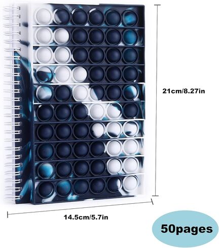 Gecter 8.27"x5.7" Pop Bubble Fidget Sensory Notebook with Scale 50 Sheets Lined Spiral Notebook Fingertip Sensory Toys Boys and Girls Stress Release for School Home College Office (Blue) in Saudi Arabia
