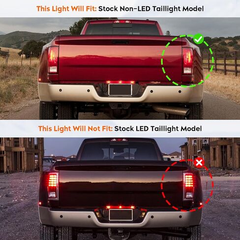 Tail Light + 3rd Third Brake Cargo Lamp for Dodge Ram 1500 2009-2010, 2500 & 3500 2010, Ram 1500 & 2500 & 3500 2011-2018, Ram 1500 Classic 2019, High Mount Stop Light Rear LED Taillight, 55277303AC in Saudi Arabia