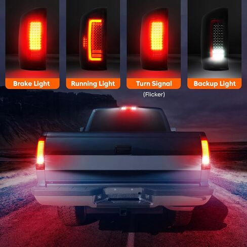 Tail Light + 3rd Third Brake Cargo Lamp for Dodge Ram 1500 2009-2010, 2500 & 3500 2010, Ram 1500 & 2500 & 3500 2011-2018, Ram 1500 Classic 2019, High Mount Stop Light Rear LED Taillight, 55277303AC in Saudi Arabia
