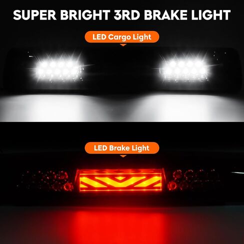 Tail Light + 3rd Third Brake Cargo Lamp for Dodge Ram 1500 2009-2010, 2500 & 3500 2010, Ram 1500 & 2500 & 3500 2011-2018, Ram 1500 Classic 2019, High Mount Stop Light Rear LED Taillight, 55277303AC in Saudi Arabia