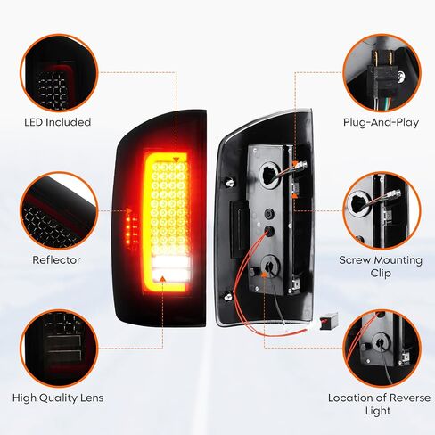 Tail Light + 3rd Third Brake Cargo Lamp for Dodge Ram 1500 2009-2010, 2500 & 3500 2010, Ram 1500 & 2500 & 3500 2011-2018, Ram 1500 Classic 2019, High Mount Stop Light Rear LED Taillight, 55277303AC in Saudi Arabia