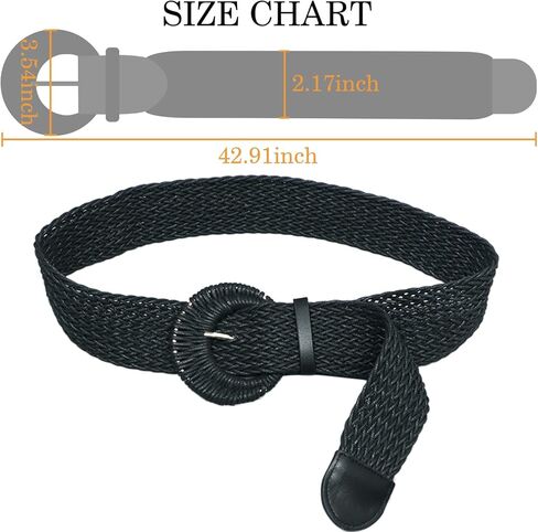 النساء المنسوجة أحزمة وسط واسعة القش بوهو حزام السيدات مضفر الرافية حزام لفساتين التنانير دائرة مشبك حزام الروطان in Kuwait