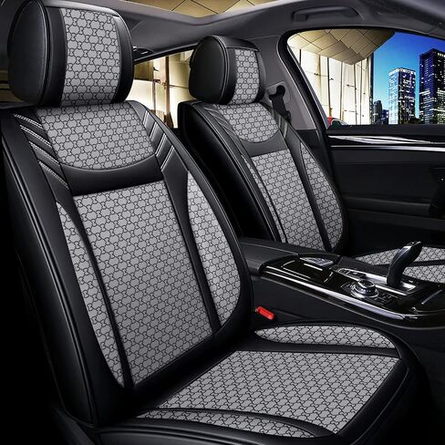 Car Seat Cover Full Set, Soft Breathable Universal Seat Cover with Neck Pillows Lumbar Pillows Steering Wheel Cover for 5Seats Cars SUV Pickup Trucks (Beige) in Saudi Arabia