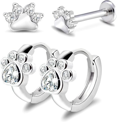 G23 التيتانيوم مخلب طباعة الأقراط المسطحة الظهر اللولب الغضروف هوجي هوب الأقراط ترصيع للنساء فتاة في سن المراهقة مجوهرات هيبوالرجينيك الثقب محارة الأقراط هدية عيد ميلاد in Kuwait