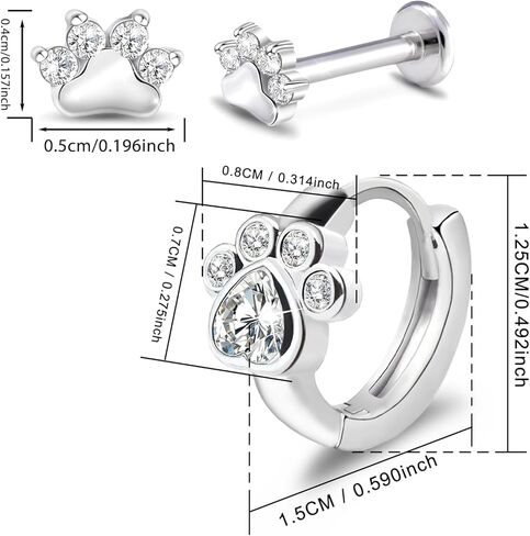 G23 التيتانيوم مخلب طباعة الأقراط المسطحة الظهر اللولب الغضروف هوجي هوب الأقراط ترصيع للنساء فتاة في سن المراهقة مجوهرات هيبوالرجينيك الثقب محارة الأقراط هدية عيد ميلاد in Kuwait