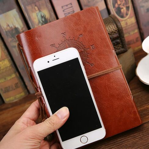 دفتر يوميات السفر من UIRIO - دفتر ملاحظات صغير فارغ قابل لإعادة الملء - مفكرة كتابة مخطط مذكرات بغطاء ناعم للرجال والنساء - حجم غير مُبطن 75 ورقة 150 صفحة (4.1 × 6.9 بوصة) in Kuwait