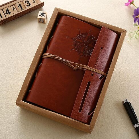 دفتر يوميات السفر من UIRIO - دفتر ملاحظات صغير فارغ قابل لإعادة الملء - مفكرة كتابة مخطط مذكرات بغطاء ناعم للرجال والنساء - حجم غير مُبطن 75 ورقة 150 صفحة (4.1 × 6.9 بوصة) in Kuwait