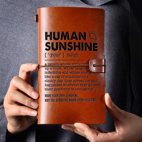 Human Sunshine Definition Leather Journal Notebook Thank You Gifts for Friends Coworkers Teacher - Appreciation Gift Engraved Leather Travel Journal Embossed Writing Journal in Saudi Arabia