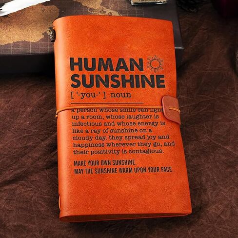 Human Sunshine Definition Leather Journal Notebook Thank You Gifts for Friends Coworkers Teacher - Appreciation Gift Engraved Leather Travel Journal Embossed Writing Journal in Saudi Arabia