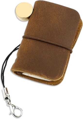 Miniature Notebook, Mini Journal Notebook Tiny Notebooks, Handmade Tiny Leather Travels Notebook, Handmade Leather Cover with Book Insert, Portable Travel Sized Journal, 1.93 x 1.34 Inch, Brown in Saudi Arabia