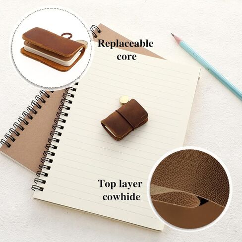 Miniature Notebook, Mini Journal Notebook Tiny Notebooks, Handmade Tiny Leather Travels Notebook, Handmade Leather Cover with Book Insert, Portable Travel Sized Journal, 1.93 x 1.34 Inch, Brown in Saudi Arabia