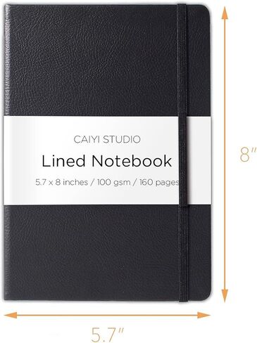 A5 Hardcover Lined Journal Notebook (Black), 100 GSM Premium Thick Paper 160 Pages, Medium 5.7 x 8 inches Classic Ruled Notebooks in Saudi Arabia