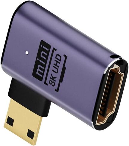 cablecc Down Angled Micro HDMI Male to HDMI 2.1 Female UHD Extension Gold Converter Adapter Support 8K 60hz HDTV in Saudi Arabia