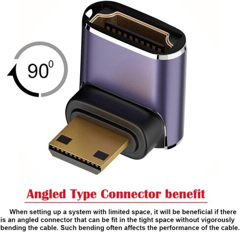 cablecc Down Angled Micro HDMI Male to HDMI 2.1 Female UHD Extension Gold Converter Adapter Support 8K 60hz HDTV in Saudi Arabia