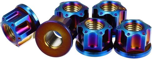 X AUTOHAUX 6pcs Titanium Alloy M10 Pitch 1.25mm Flange Bolt Nut for Bicycle Motorcycle Rear Wheel Axle Sprocket Car Modification Accessories Blue in Saudi Arabia