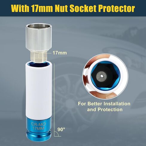 uxcell 1 مجموعة 304 عجلة قفل العروة الجوز مكافحة سرقة العروة الجوز المسمار إزالة مفتاح المقبس لمرسيدس بنز مفتاح قفل العجلة مع حامي الجوز المقبس in Saudi Arabia
