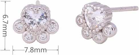 Mini Paw Print CZ Stud Earrings 925 Sterling Silver Cartilage Tiny Small Love Heart Crystal Studs Hypoallergenic Tragus Cute Puppy Animals Dainty Minimalist Sleeper Stud Earring for Women Teen Girls Daughter Pet Lovers 7mm in Saudi Arabia