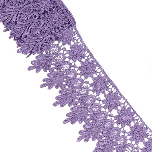 IDONGCAI 5 Yards Venice Lace Trim 3 inches Wide Guipure Lace Trim Lace Edge Trim Wedding Dress Embellishment Party Decoration Applique DIY Sewing Crafts(Purple) in Saudi Arabia