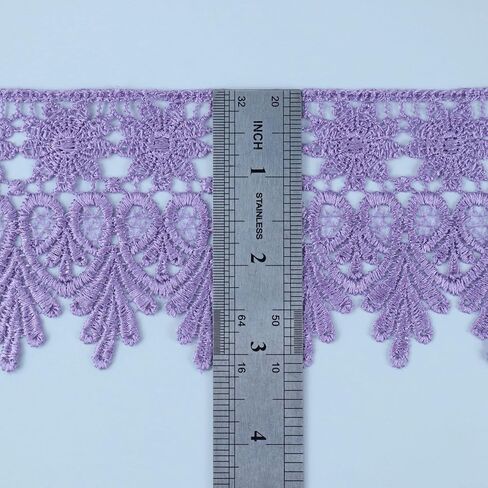 IDONGCAI 5 Yards Venice Lace Trim 3 inches Wide Guipure Lace Trim Lace Edge Trim Wedding Dress Embellishment Party Decoration Applique DIY Sewing Crafts(Purple) in Saudi Arabia