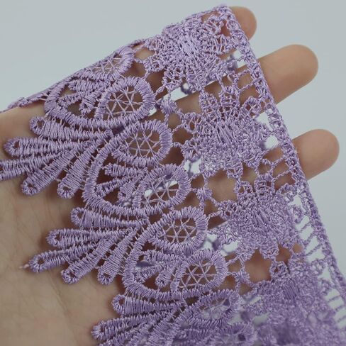 IDONGCAI 5 Yards Venice Lace Trim 3 inches Wide Guipure Lace Trim Lace Edge Trim Wedding Dress Embellishment Party Decoration Applique DIY Sewing Crafts(Purple) in Saudi Arabia