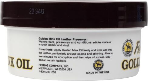 زيت المنك الذهبي للأحذية الجلدية من Fiebing (عبوة من عبوتين، 6 أونصة لكل واحدة) - منظف وبلسم الجلود - مقاوم للماء، يحافظ على، ناعم جميع الجلود الناعمة والفينيل - يمنع بقع الملح على الأريكة والمحفظة in Kuwait