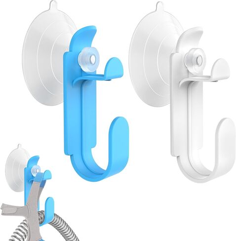 2 Pack Hose Holders Noise-Free Hose Hangers Versatile Tubing Holder Avoid Chaos Hooks with Suction Cups and Adhesive Strips, Ideal for Tubes and Straps in Saudi Arabia