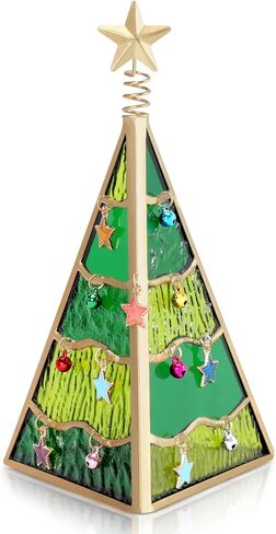 Tuitessine 3D منضدية شجرة عيد الميلاد الملون زخرفة الزجاج الصغير شجرة عيد الميلاد المتدرجة تمثال صينية مع نجمة ذهبية الشاي ضوء حامل شمعة حامل Suncatcher عطلة القطع المركزية هدايا هووسورمينغ in Kuwait