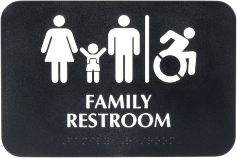 ADA Handicap Men's Restroom Sign with Braille Sign w/Adhesive Back - Durable and Wipe Clean Plastic Sign - 9"X6" - Blue and White - Business Restaurant Signage for Bathroom - ADA Compliant in Saudi Arabia