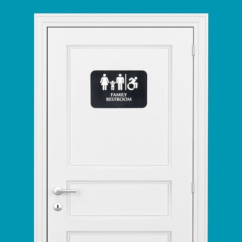 ADA Handicap Men's Restroom Sign with Braille Sign w/Adhesive Back - Durable and Wipe Clean Plastic Sign - 9"X6" - Blue and White - Business Restaurant Signage for Bathroom - ADA Compliant in Saudi Arabia